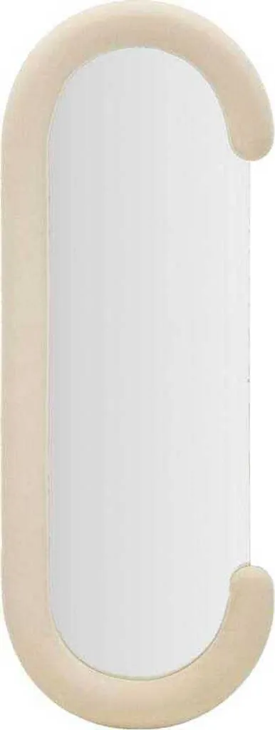 Miroir rectangulaire Chantal 60x160cm en velours crème à poser ou mural