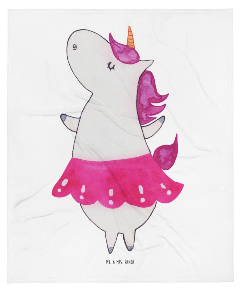 Mr. & Mrs. Panda Fleecedecke Einhorn Ballerina - Weiß - Geschenk, Tanzen, Unicorn, Kinderdecke, Plaid, Lebensfreude, Erstlingsdecke, Schlummerdeck...