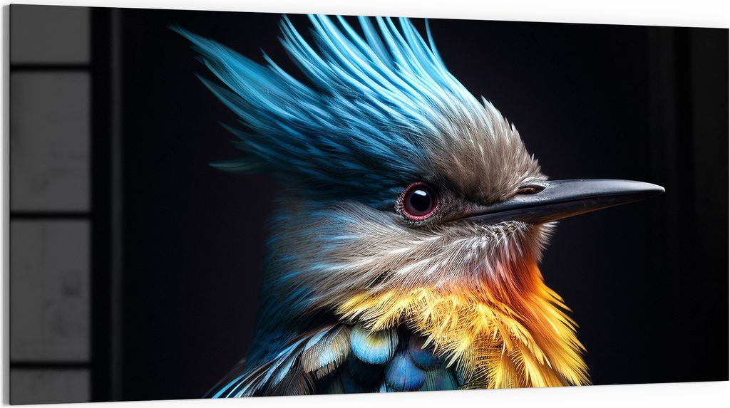 DEQORI Glasbild Echtglas 100x50 cm 'Tropisches Gefieder' Wandbild Bild modern Deko