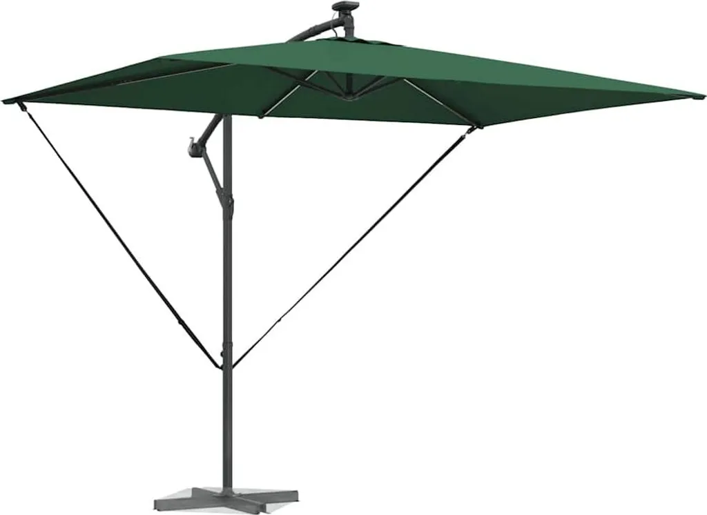 Grand parasol aluminium vert 294x200 cm avec toile polyester anti-UV haute