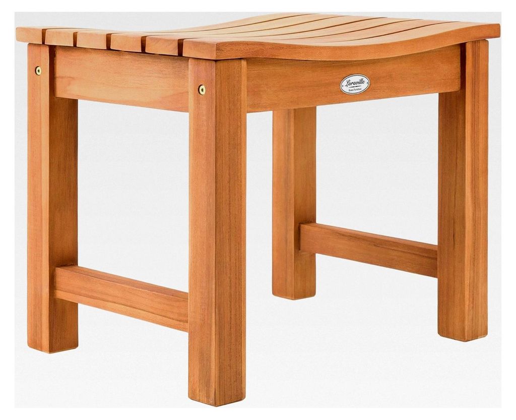 Wetterfester Teakholz Hocker für den Außenbereich, Sitz- und Fußhocker in einem, langlebig für Garten, Terrasse und Balkon, Farbe: Teak