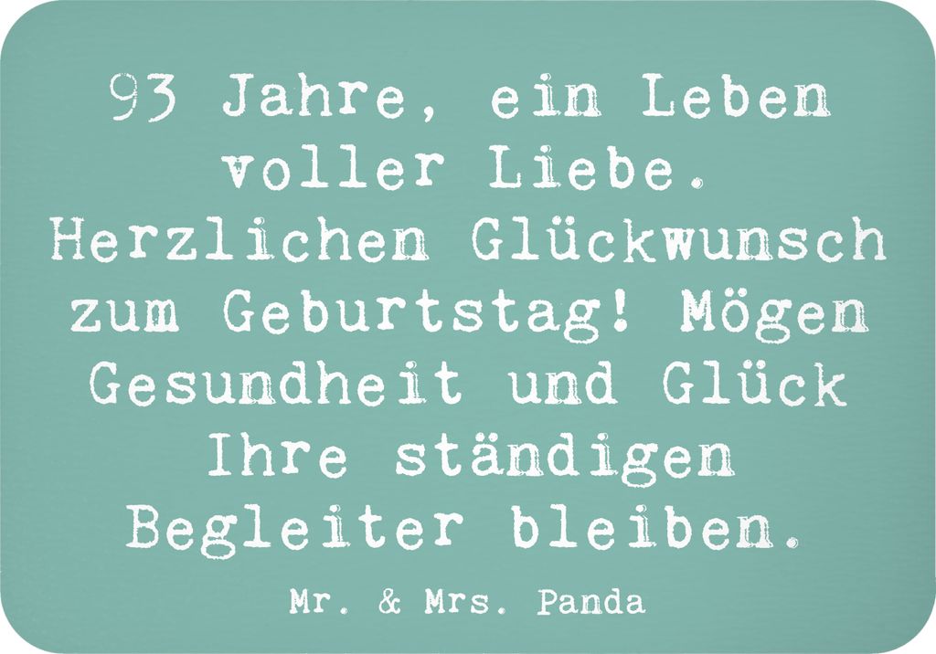 Mr. & Mrs. Panda magnet Spruch 93. Geburtstag - Meeresbrise - Geschenk, Kühlschrankmagnet, haftmagnet, zettelhalter, herzlichen Glückwunsch, Noti...