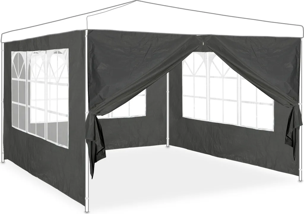 Set 4 Pareti Laterali Gazebo Relaxdays Grigio | Teli Ricambio 3x3m