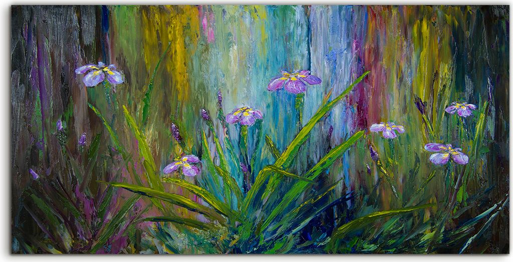 Coloray Spritzschutz aus Glas 120x60 Wandkunst Küchenrückwand Wohnkultur Iris WindBlumen abstrakte