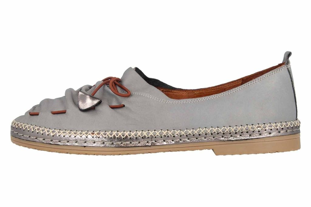 MANITU Leder Damen Slipper Halbschuh EUR 43 grau