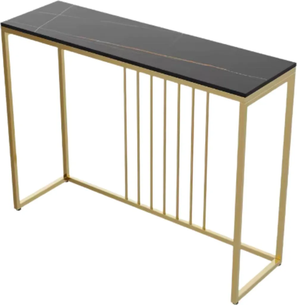 Console d'appoint design marbre blanc et pieds dorés luxueuse 100cm