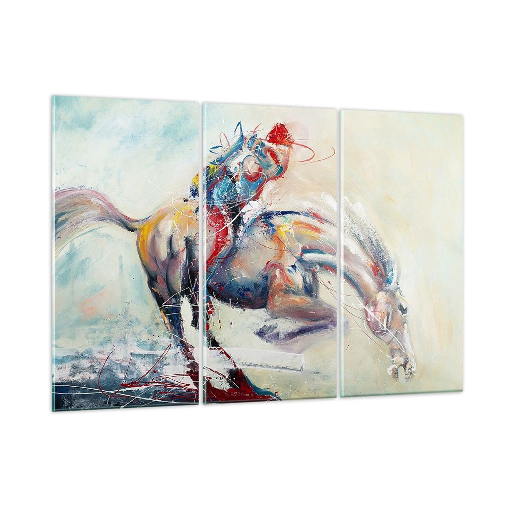 Bilder auf glas - Pferd Abstraktion - 165x110cm - Glasbilder - Wandbilder - Kunstdruck - zum Aufhängen bereit - Wanddekoration aus Glas - Glas Bil...