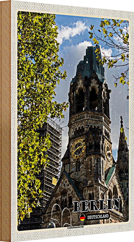 Holzschild Städte Berlin Gedächtniskirche Deutschland 20x30cm