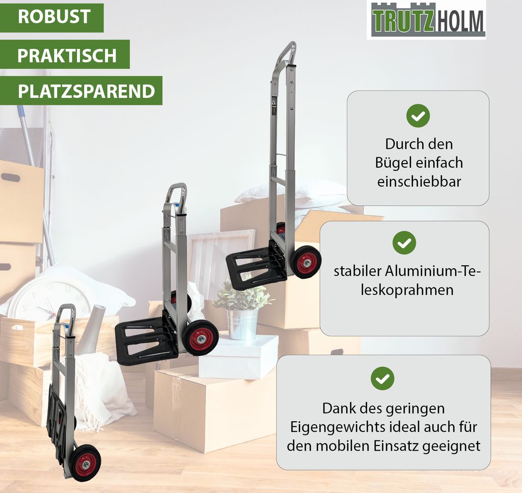 Aluminium Sackkarre klappbar 90kg Traglast Transportkarre Produktbild 4