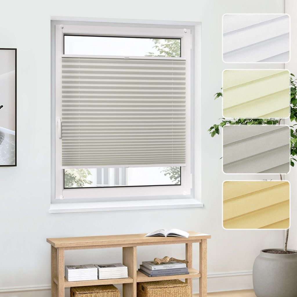 Plissee Grau 65x120cm Klemmfix ohne Bohren Blickdicht Pure Produktbild 