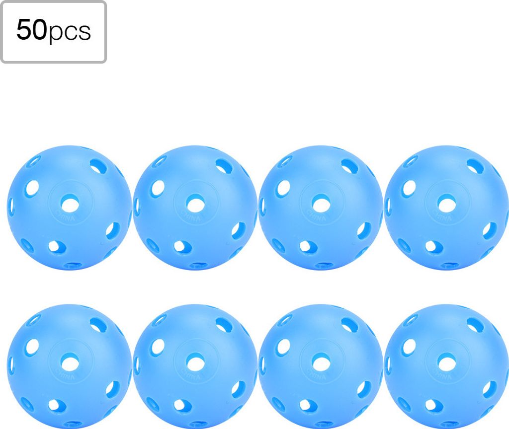 50 Stück einfarbige, hohle Golf-Übungsbälle mit Luftzirkulation für den Innenbereich, geeignet für Kinder (Blau)