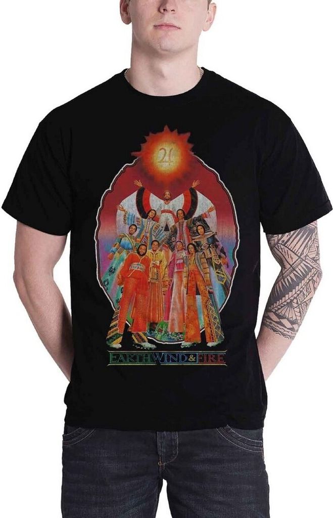 Earth, Wind & Fire - "Let ́s Groove" T-Shirt für Herren/Damen Uni RO2606 (S) (Schwarz)