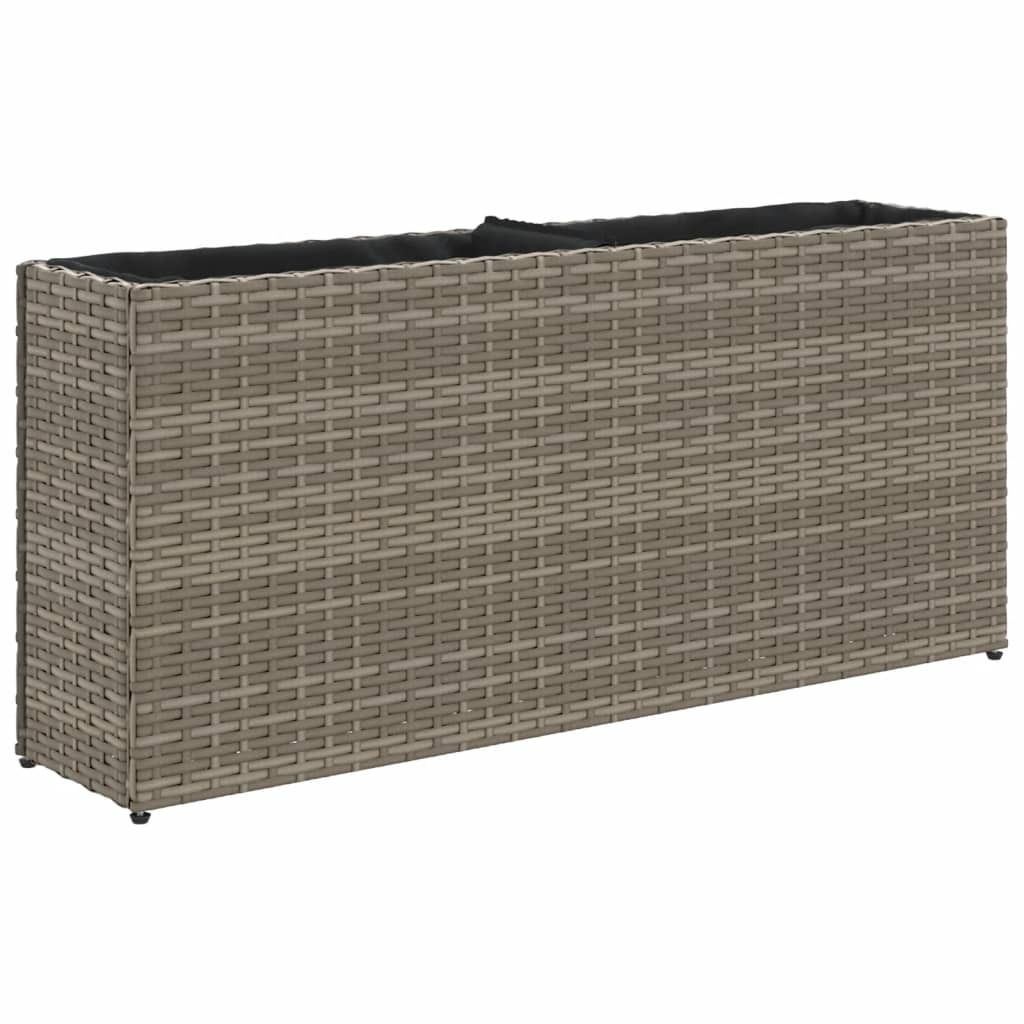 vidaXL Hochbeet mit 2 Fächern Grau 90x20x40 cm Poly Rattan Produktbild 