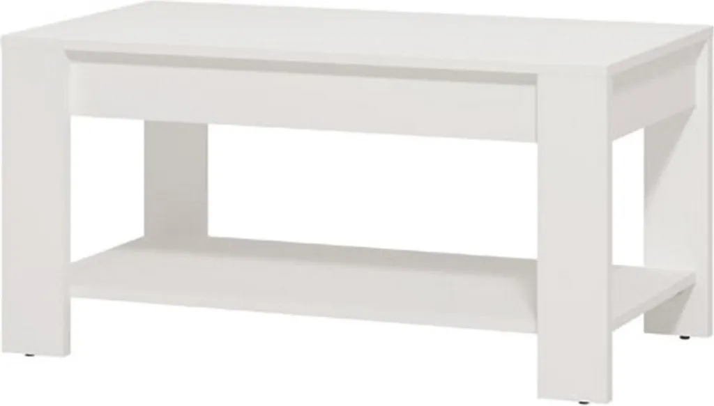 Table basse de salon rectangulaire Signa blanche 90 cm avec niche