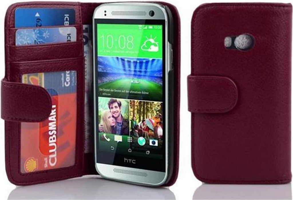 Cadorabo Hülle für HTC ONE M8 MINI in Lila Backcover Handy Schutz Hülle Book Case Booklet Kartenfächer