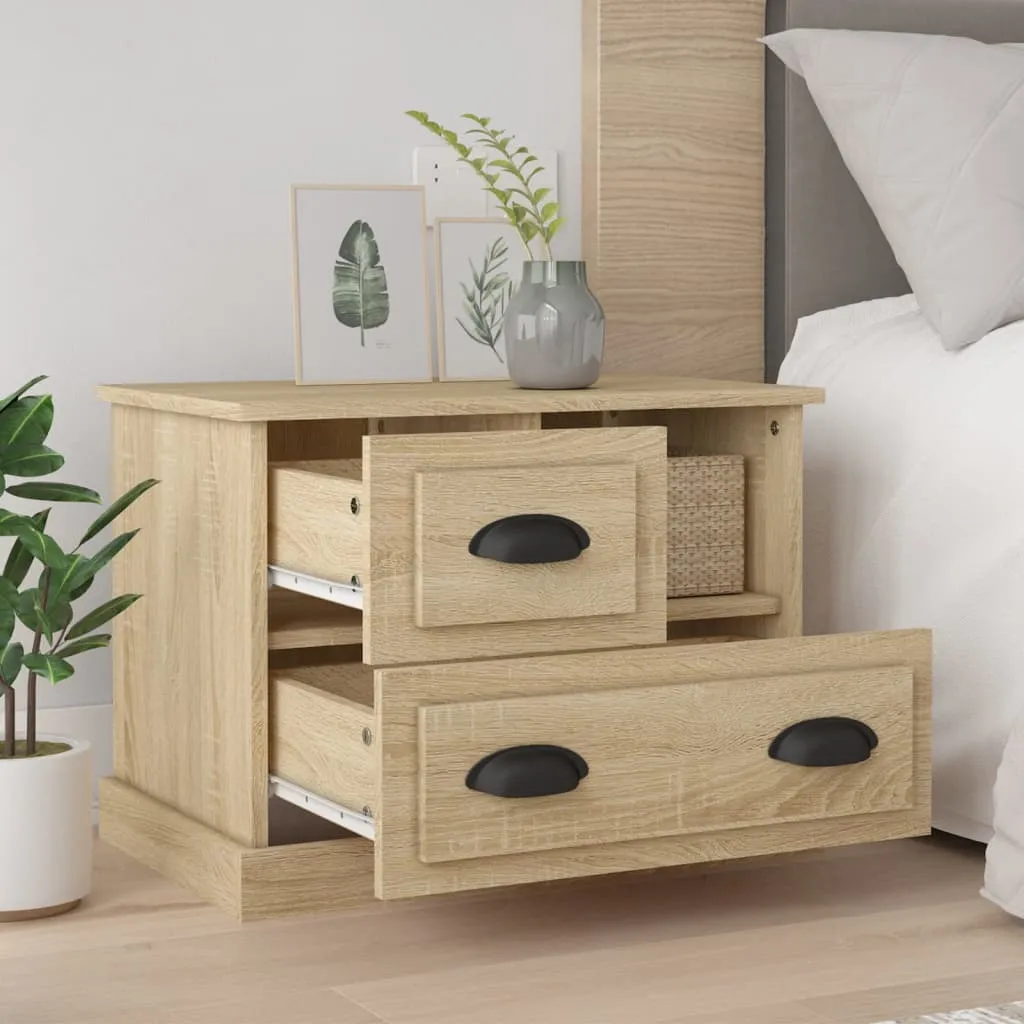 Table de Chevet Stable en Chêne Sonoma - Solution de Rangement Large 60cm - 11