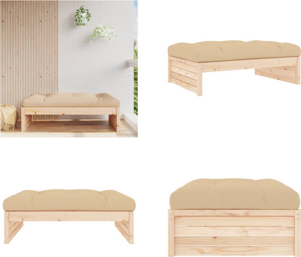 vidaXL Gartenhocker 120x80 cm Massivholz Kiefer - Gartenhocker - Terrassenhocker - Outdoor Hocker - Garten Fußhocker