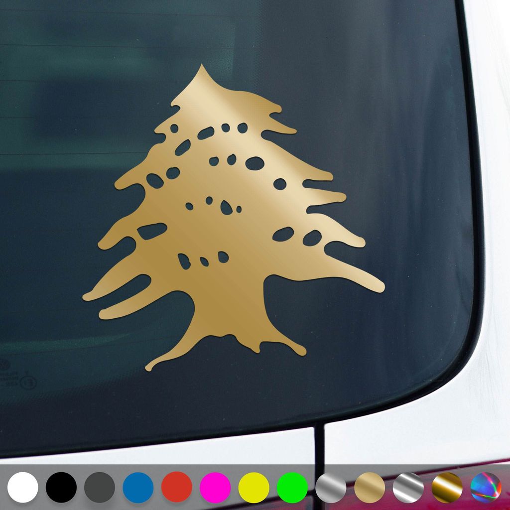PantherPixel Libanon Aufkleber Wappen Zeder Fahne Baalbek Beirut Sticker Auto Geschenkidee Farbe Gold