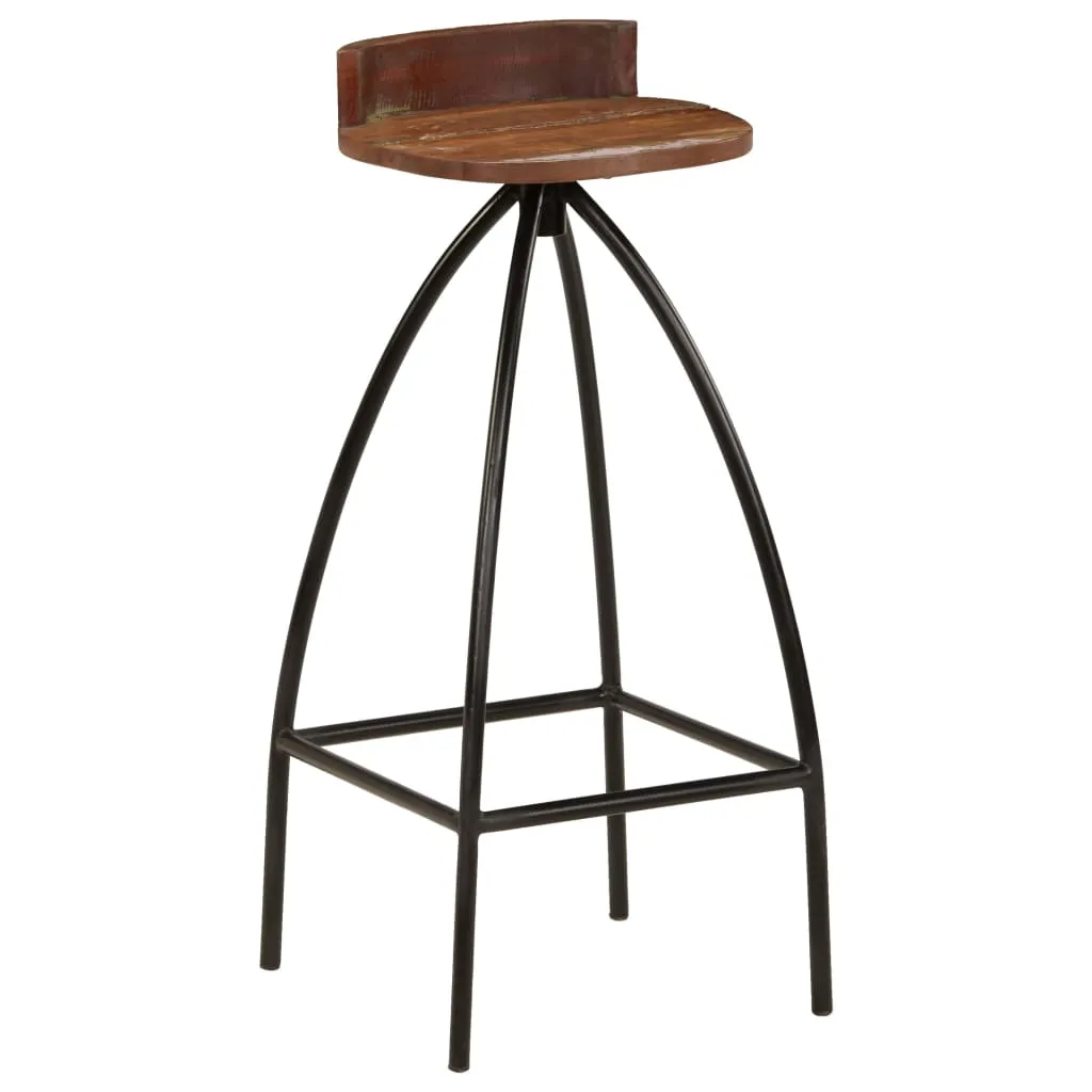 Tabouret de Bar Stable et Robuste en Bois Massif de Récupération - 2 Pcs - 10
