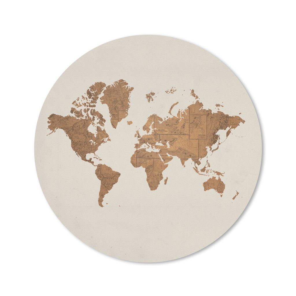 MuchoWow Mauspad Mousepad Weltkarte - Alt - Braun 30x30 cm - Mousepads - Maus Mat - Pad - Mausunterlage - Tischunterlage - Schreibtischmatten