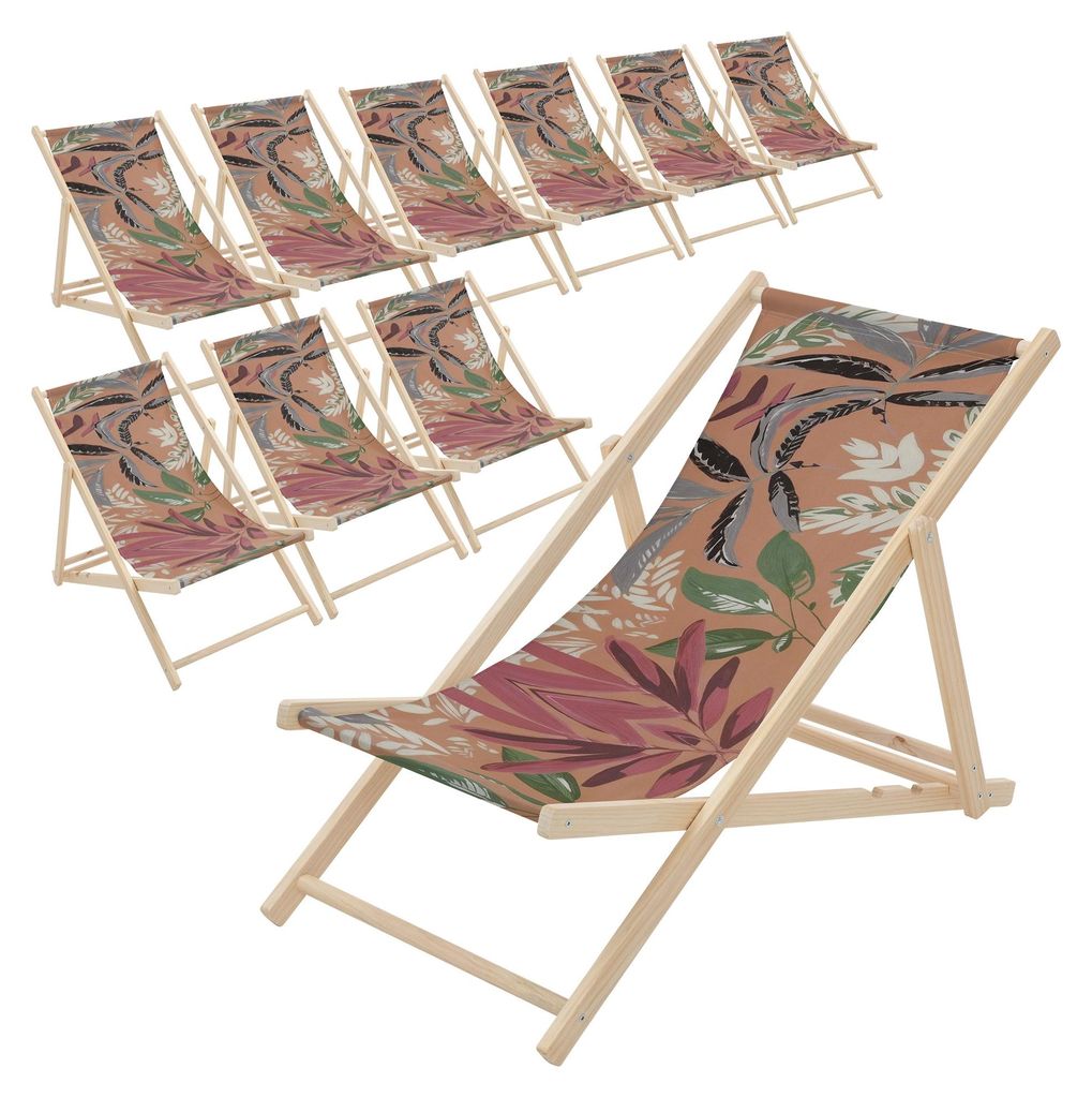 ECD Germany Set da 10 sedie a sdraio pieghevoli Floral Immagine del prodotto 