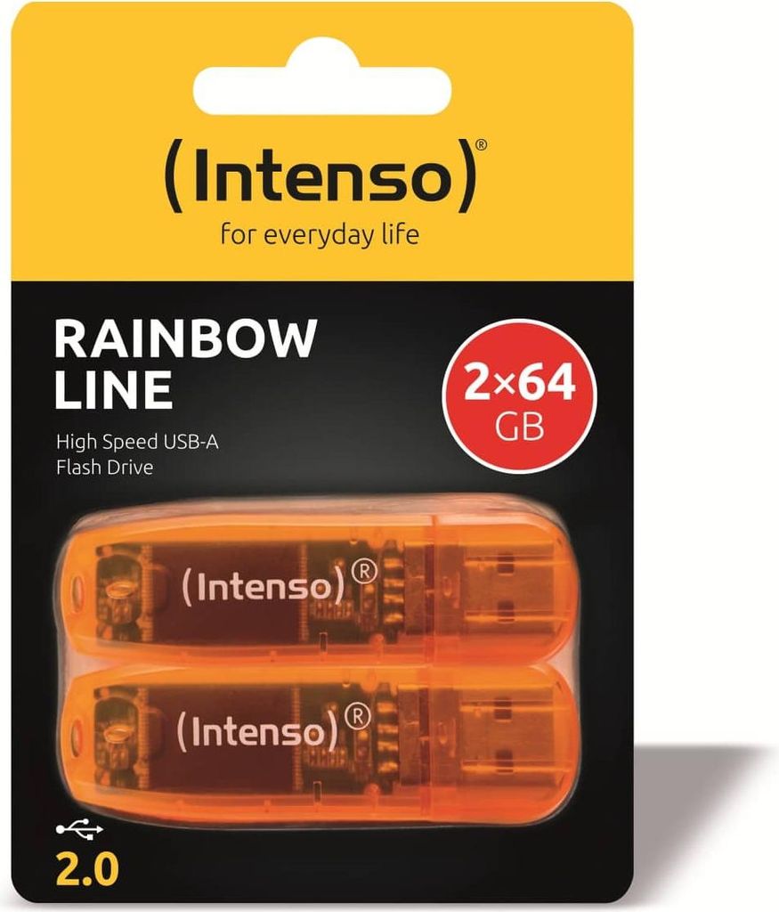 Intenso Rainbow Line 64GB Orange 2er, 64 GB, USB Typ-A, Produktbild 