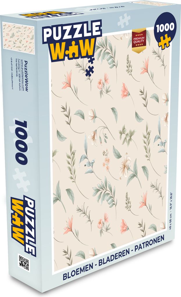 MuchoWow Puzzle 1000 Teile Blumen - Blätter - Muster - Spielzeug - Alt und Jung - Spiele - Puzzeln