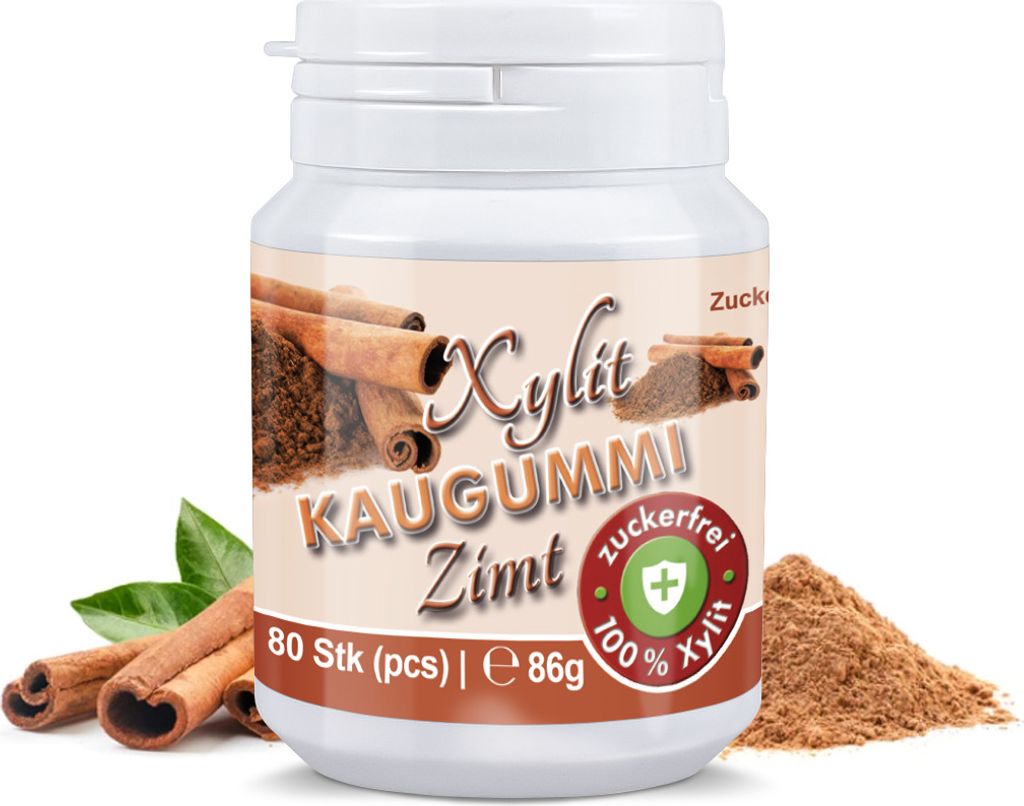 Xylitquelle Zahnpflegekaugummi ZIMT | 80 Stk | 100% Xylit für angenehmen Atem | zuckerfrei, vegan, ohne Aspartam | 80 Kaugummis (1er Pack)