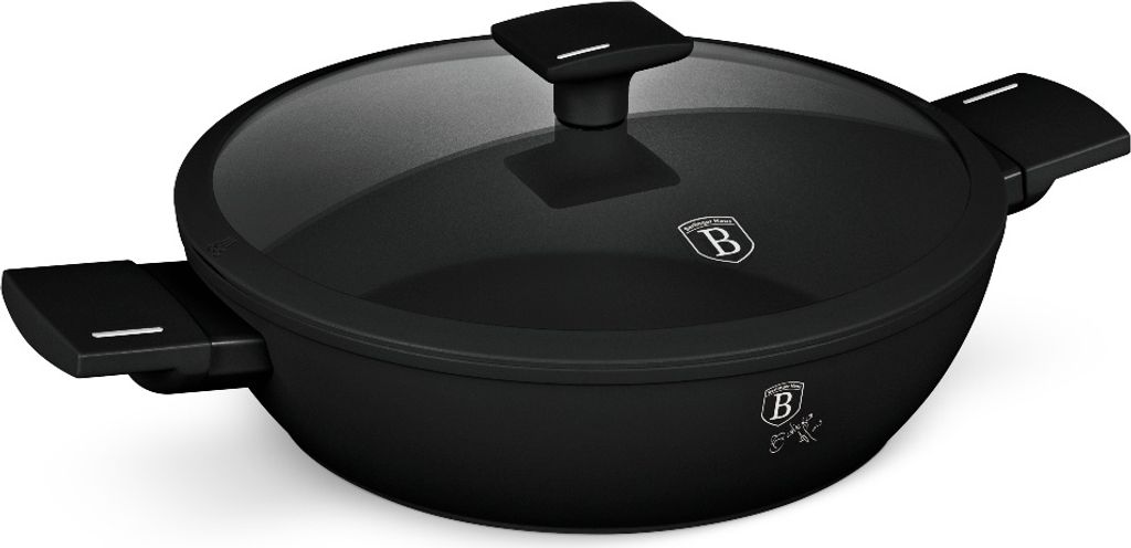 BERLINGERHAUS Pfanne mit Titanoberflche und Deckel 30 cm Matte Black Collection BH-8186