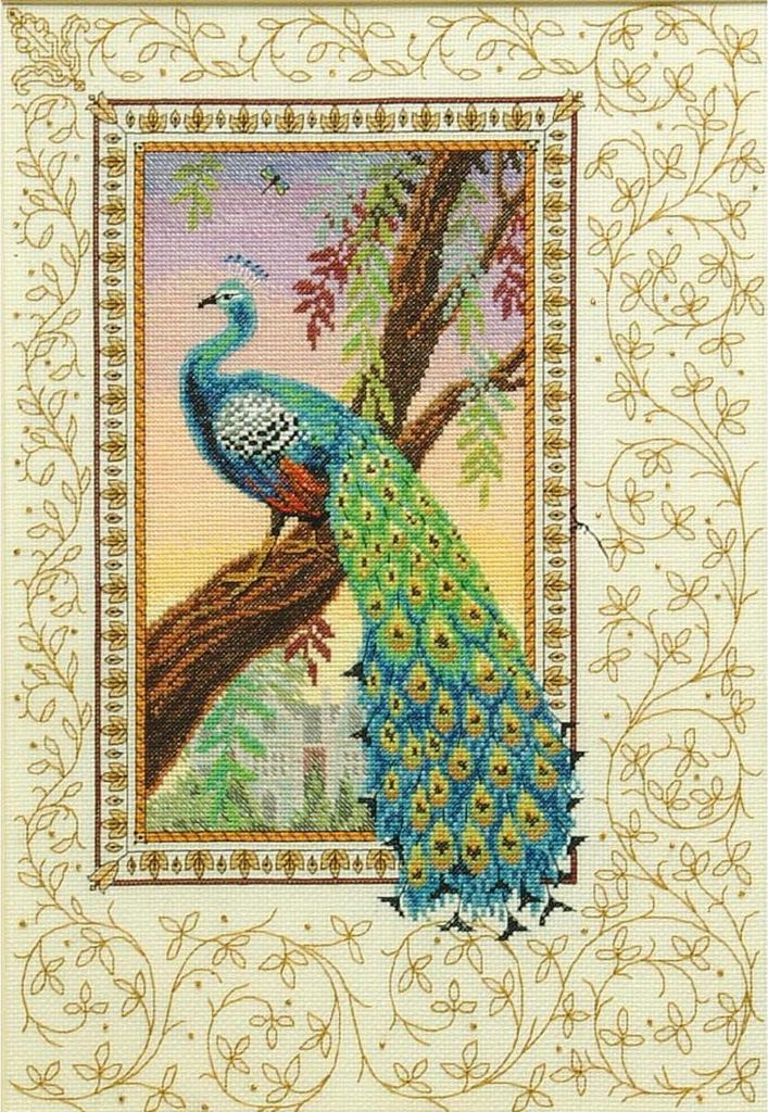 Anchor Kreuzstich Set "Renaissance-Pfau", Zählmuster, 44x30cm