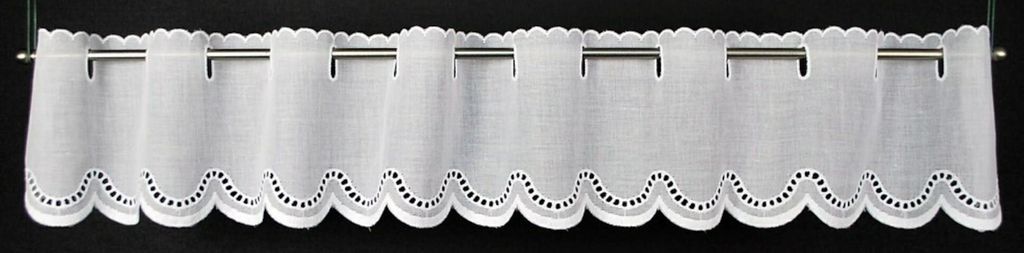 Gardinen Kranzusch Scheibengardine Batist gebogter Abschluss 12x273 cm H/B Weiß Bistrogardine Vorhang Küche 1er Pack