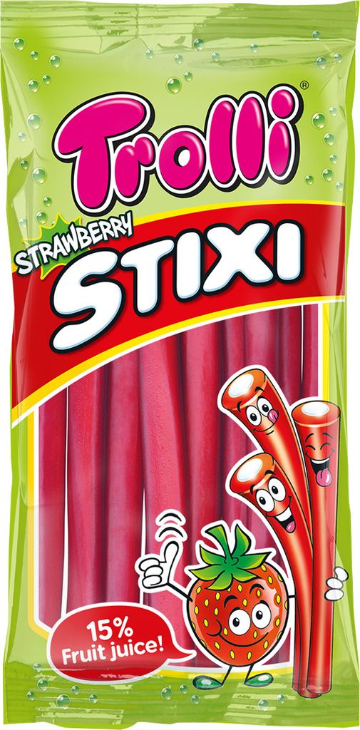 Bonbons gélifiés Trolli Strawberry Stixi au goût de fraise Image du produit 