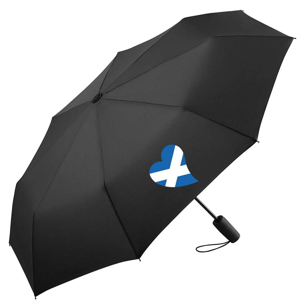 Huuraa Regenschirm Schottland Flagge Herz 98cm Schwarz Sturmfest Taschenschirm Geschenkidee