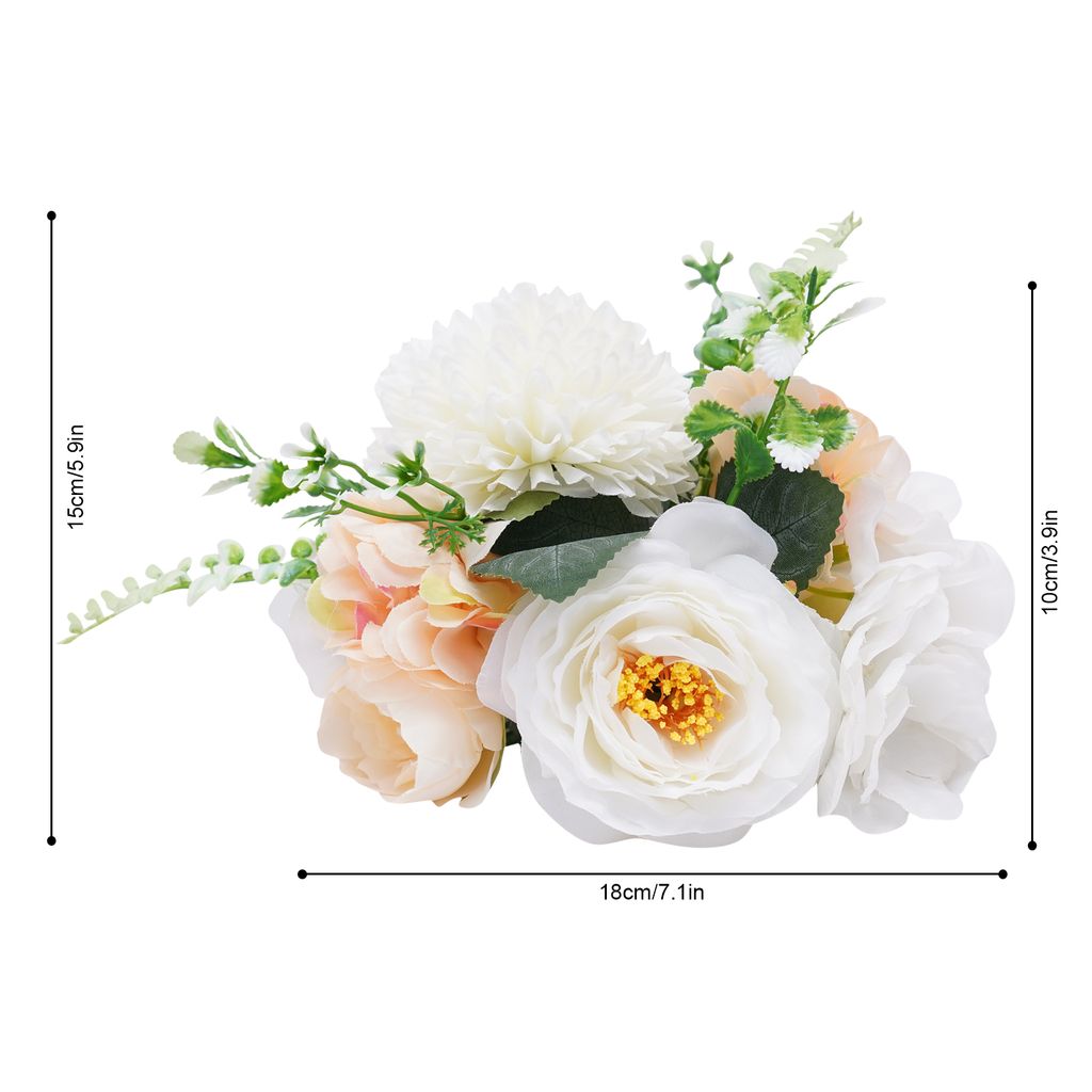 ASTRYAS Künstliche Blumen – 4 Sträuße Weiß, Chrysanthemen & Rosen, Für Deko & Tafel