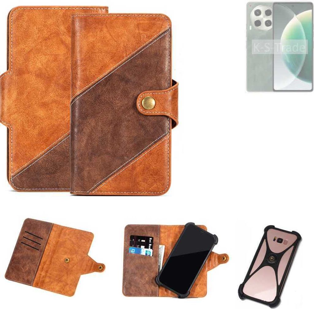 K-S-Trade Handyhülle Schutzhülle Bookstyle Case Wallet-Case kompatibel mit Tecno Camon 30 4G Cover Klapphülle Kantenschutz Smartphone dunkelbraun