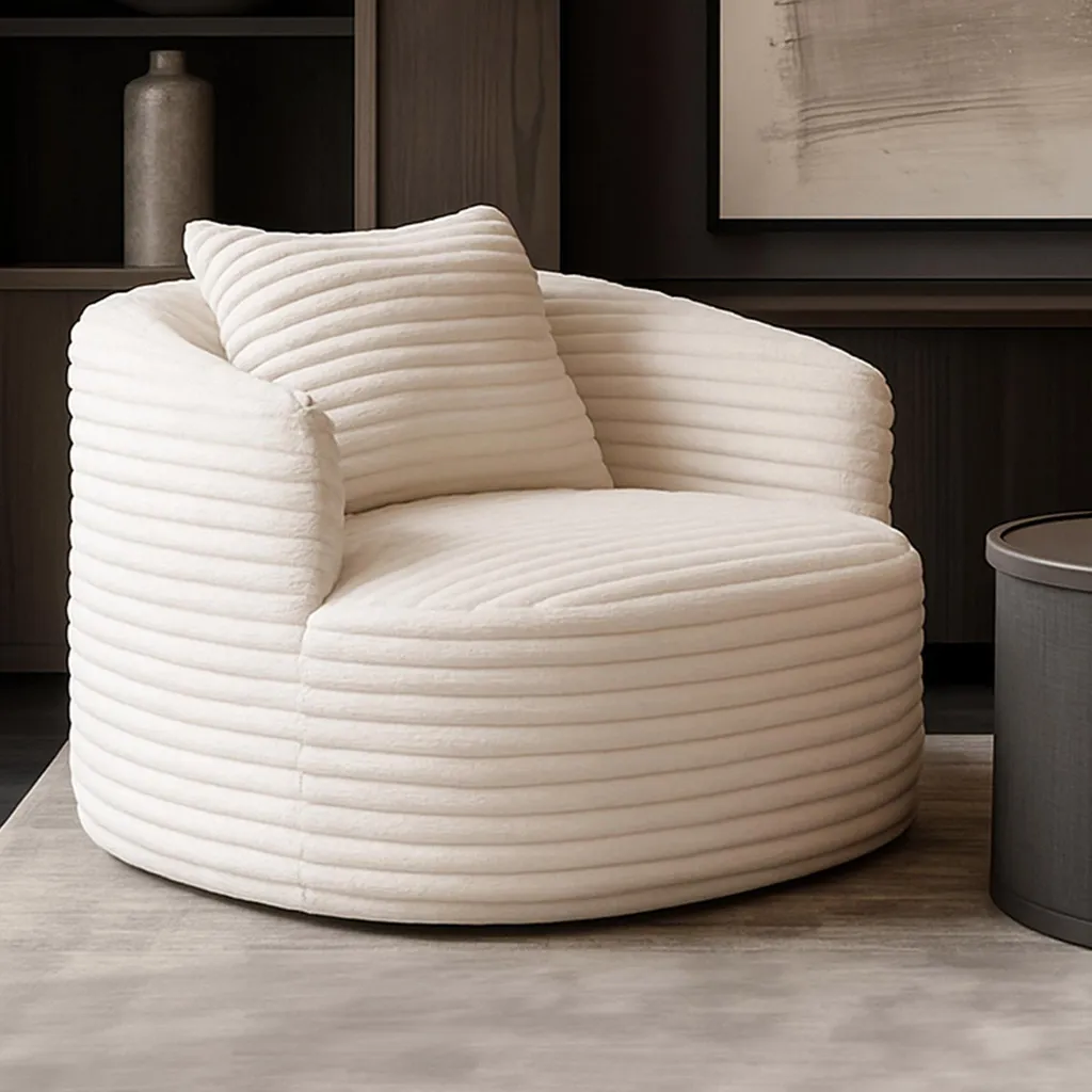 Fauteuil de Salon Rembourré en Velours Blanc HWC-P18 Style Cocktail