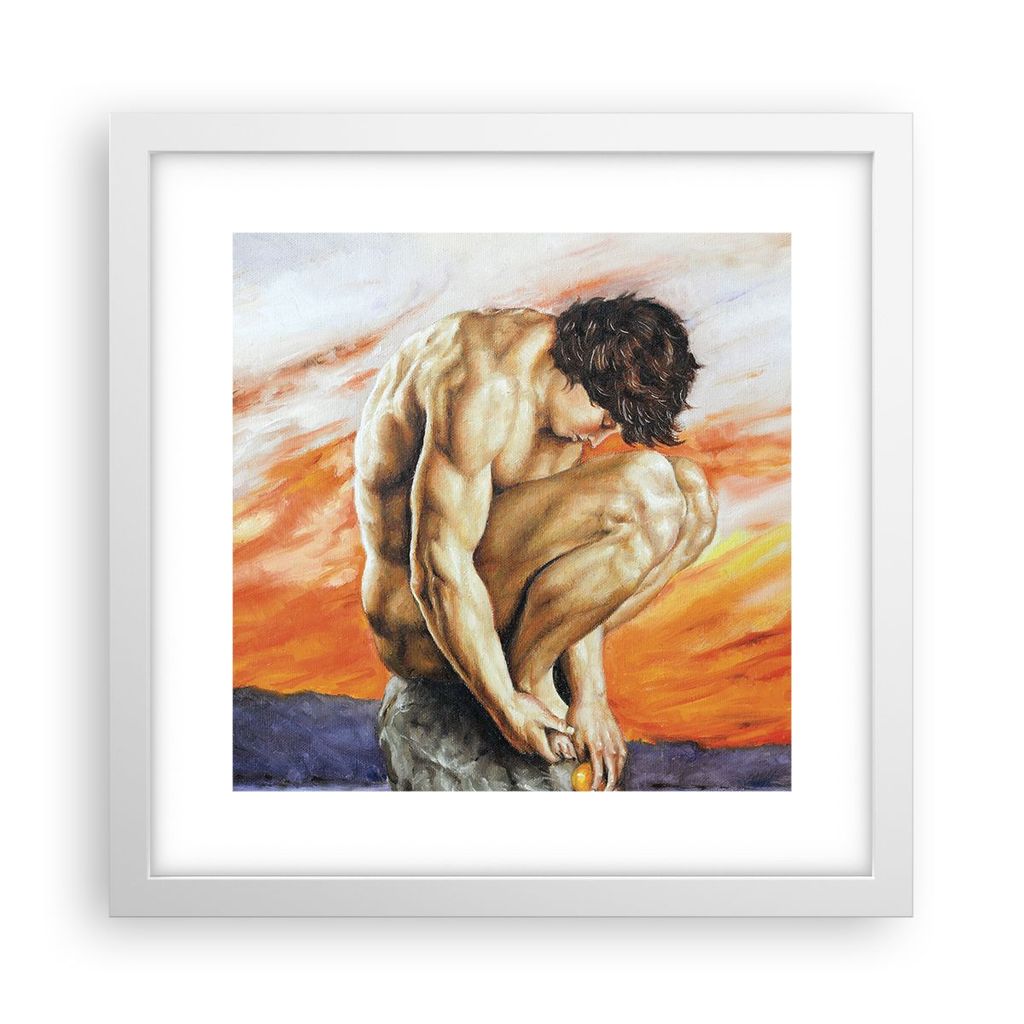 Gerahmtes Poster - Weißer Rahmen - Körper Mann bunt - 30x30 cm - Wand Bild - Wanddeko - Wandbilder - Kunstposter - Wandposter - Bilderrahmen - Bi...