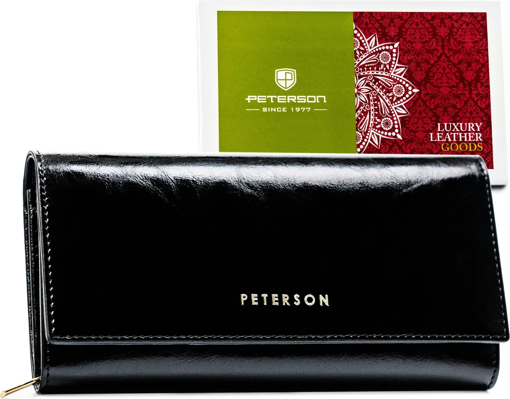 Peterson PTNPL409 Portafoglio Uomo Capiente - Vera Pelle e RFID