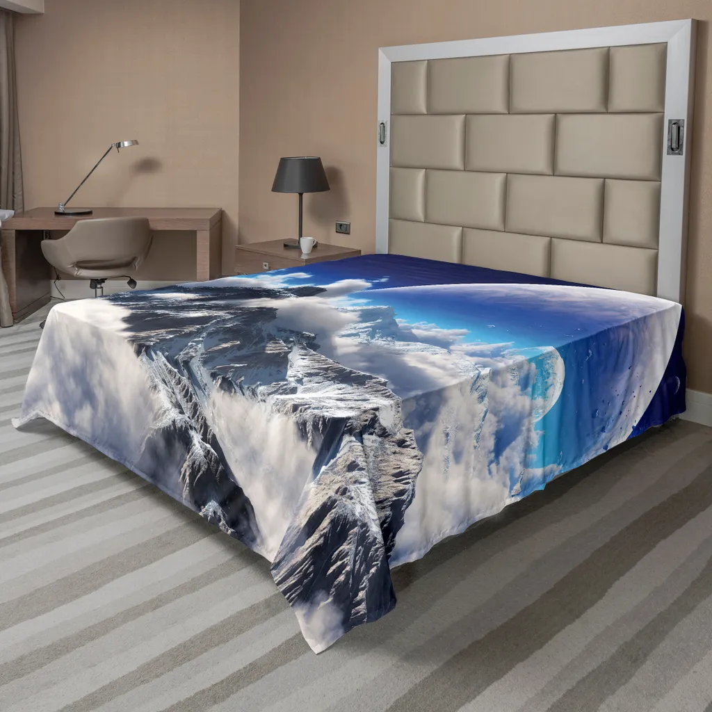 Lenzuolo ABAKUHAUS 266x260 Montagne e Pianeta | Letto Matrimoniale Blu