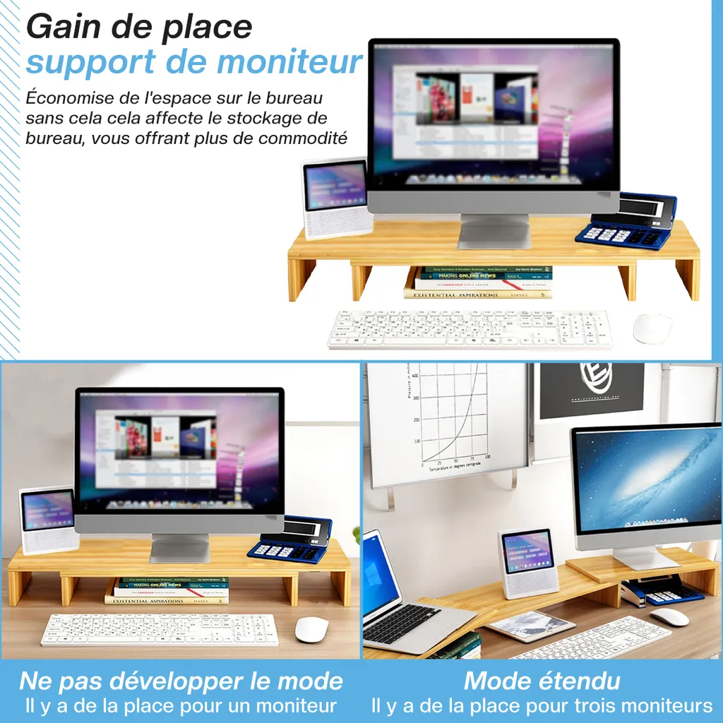 Surélévation d'Écran Support d'Ordinateur Portable et Double Moniteur - 8