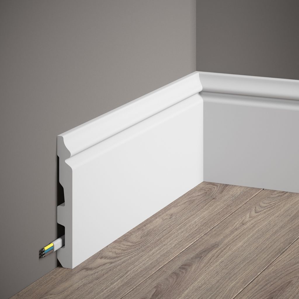 PROVISTON | Sockelleiste | 18 x 137 x 2000 mm | Weiß | Fußleiste | Mit Kabelkanal | Klassisch | Hochwertig | Robust | Langlebig | 1 Stück