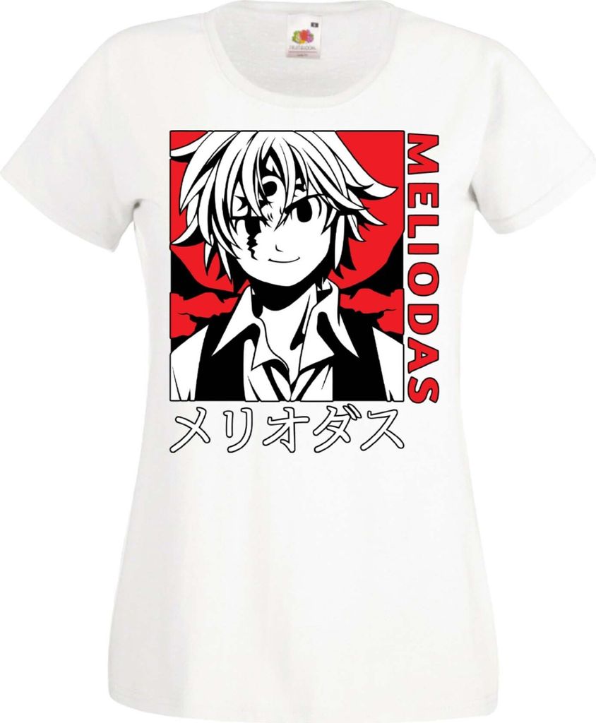Damen T-Shirt Manga Anime The Seven Anime Deadly Manga Sins Meliodas 04 Sins Meliodas, Lady M / Weiß