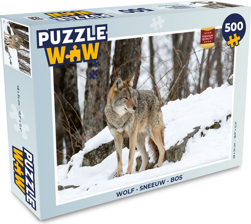MuchoWow Puzzle 500 Teile Wolf - Schnee - Wald - 500 Teile - Kinder - Selberbauen - Puzzlespiele
