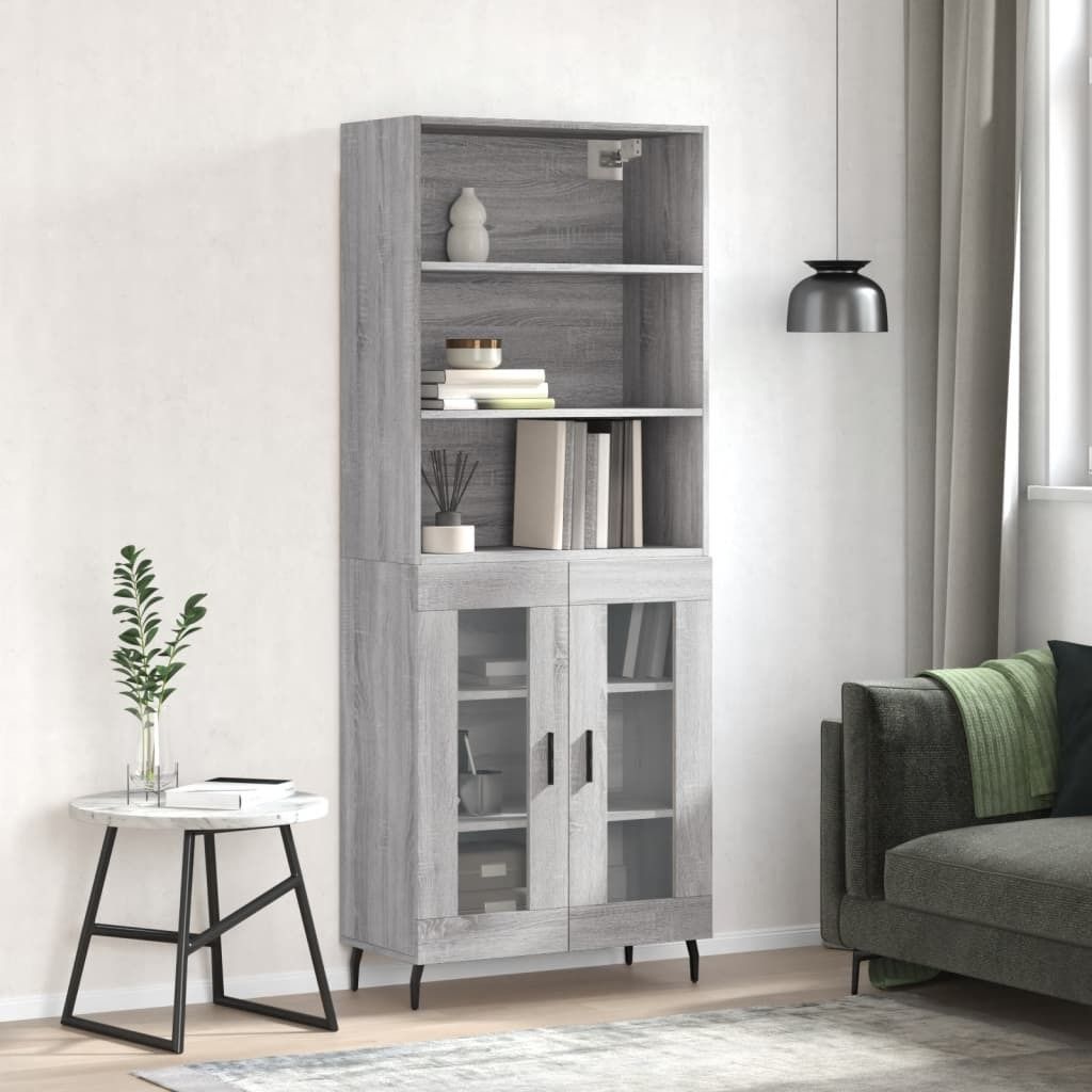Maison Exclusive - Highboard Grau Sonoma 69,5x34x180 cm Holzwerkstoff