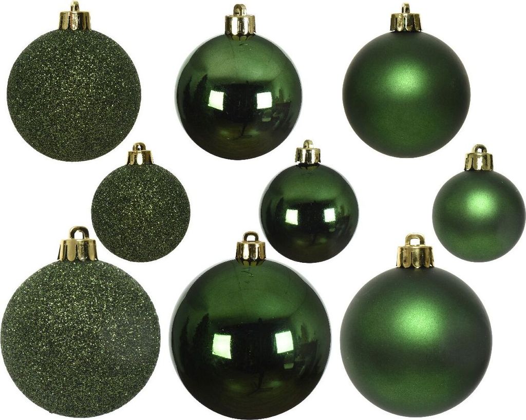 Weihnachtskugeln Kunststoff Mix 4-6cm 30er Set - Piniengrün Produktbild 