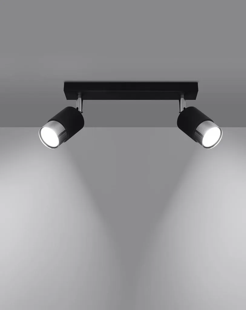 Plafonnier Noir Compact 2 Spots : Solution Éclairage Espaces Faibles - 15