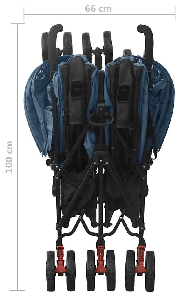 Poussette double côte à côte bleu marine avec châssis acier compact - 10