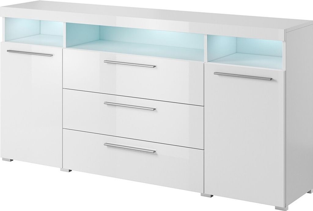 Meublorama HA-INDIA-2497DE25*2C/74KG, 2 Tür(en), Weiß, Mitteldichte Faserplatte (MDF), 3 Schublade(n), 2 Jahr(e), 380 mm