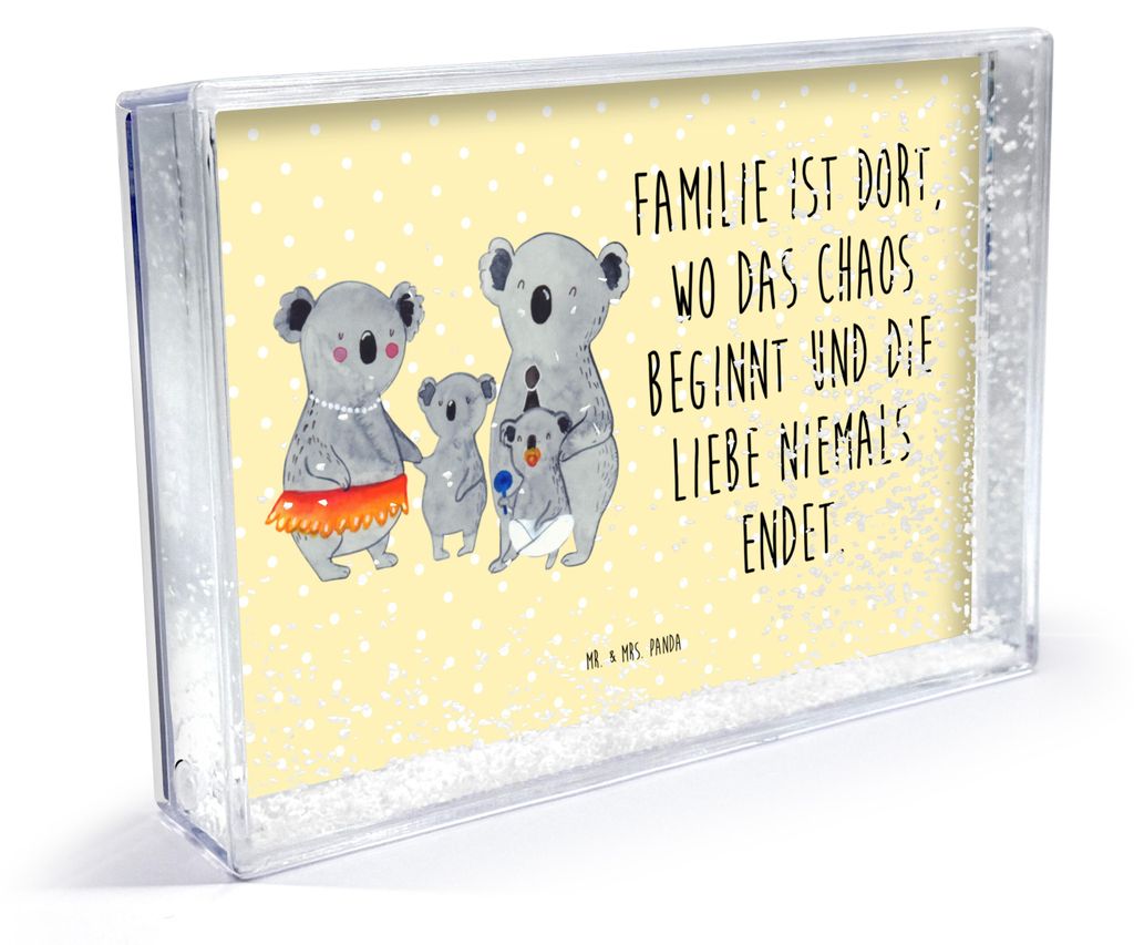 Mr. & Mrs. Panda Bilderrahmen Koala Familie - Gelb Pastell - Geschenk, Family, Fotohalter, Objektrahmen, Kinder, Muttertag, Mama, Fotorahmen, Acryl...