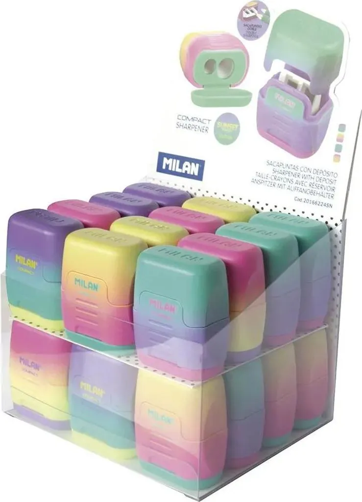 Aiguisoir MILAN Sunset pour bureau et école - Taille-crayon double x24